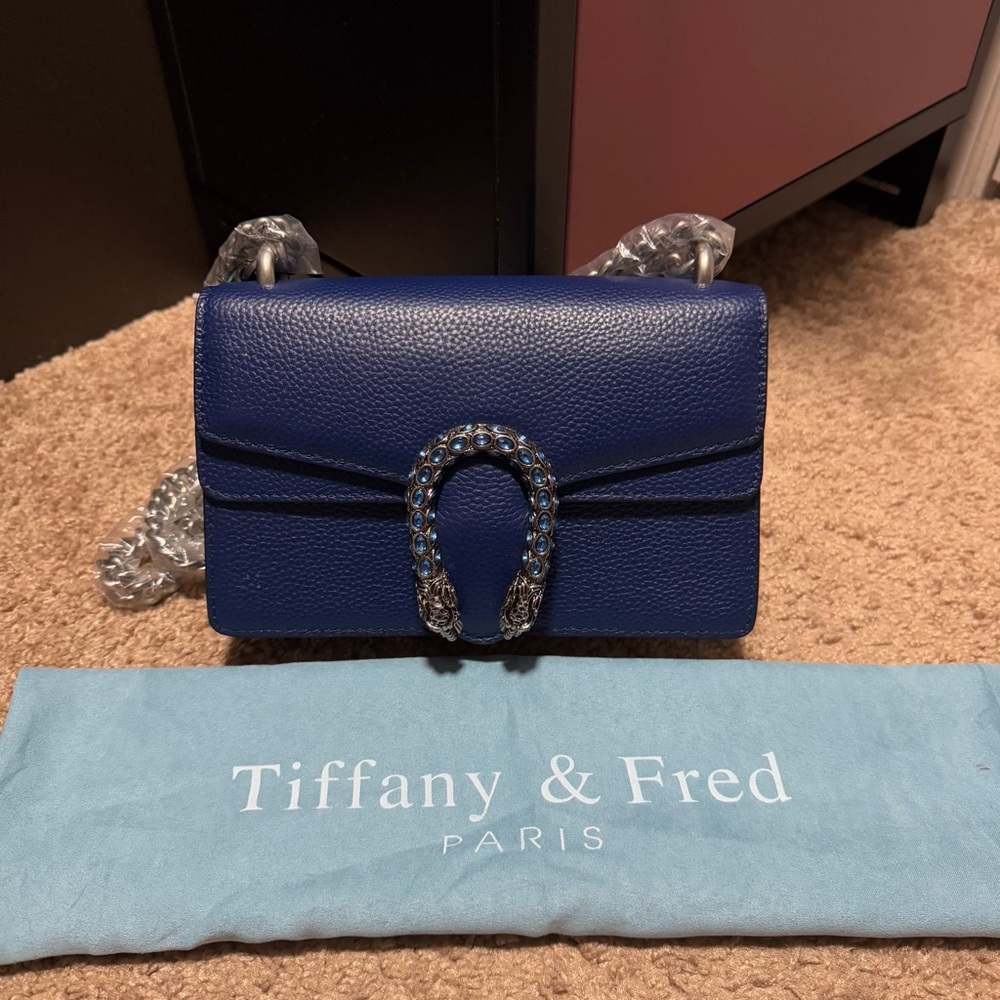 Tiffany & Fred Crystal Dragon Crossbody/ Shoulder Bag in color Blue